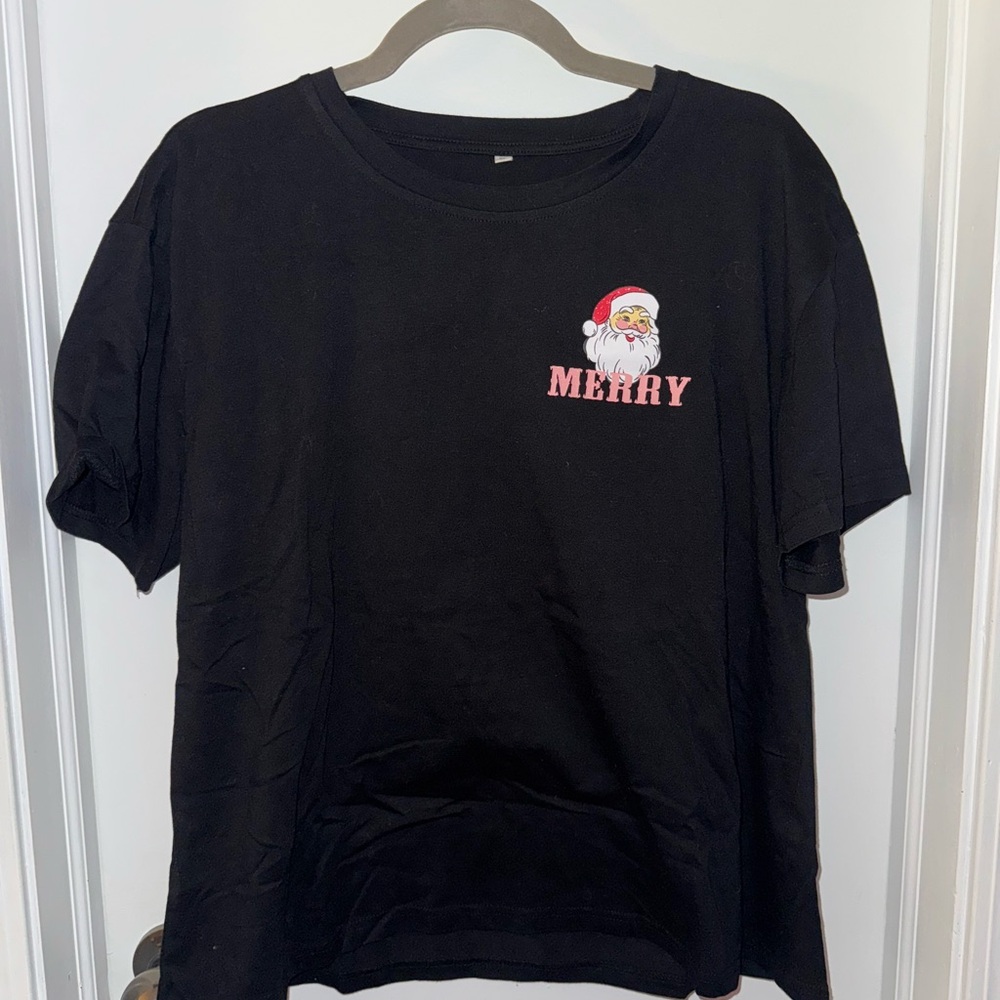 Black Merry Christmas Santa T-Shirt